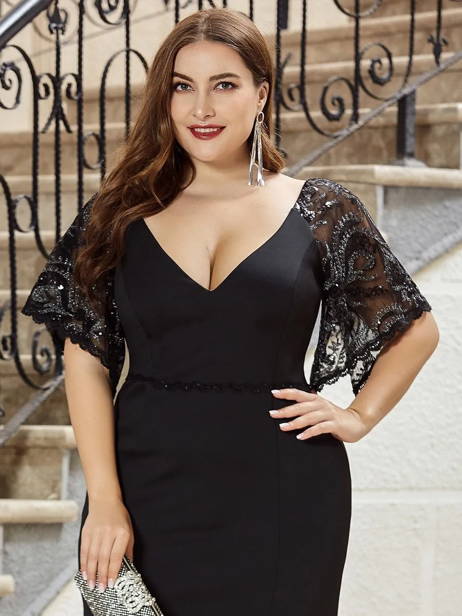 Sexy Maxi V Neck Wholesale Party Dress with Flare Sleeves