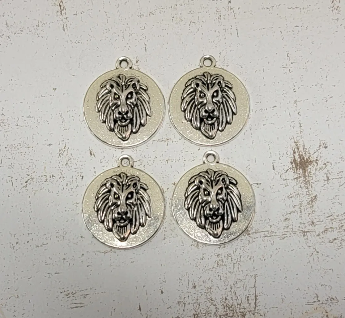 Silver Lion Charms (4) - L1336