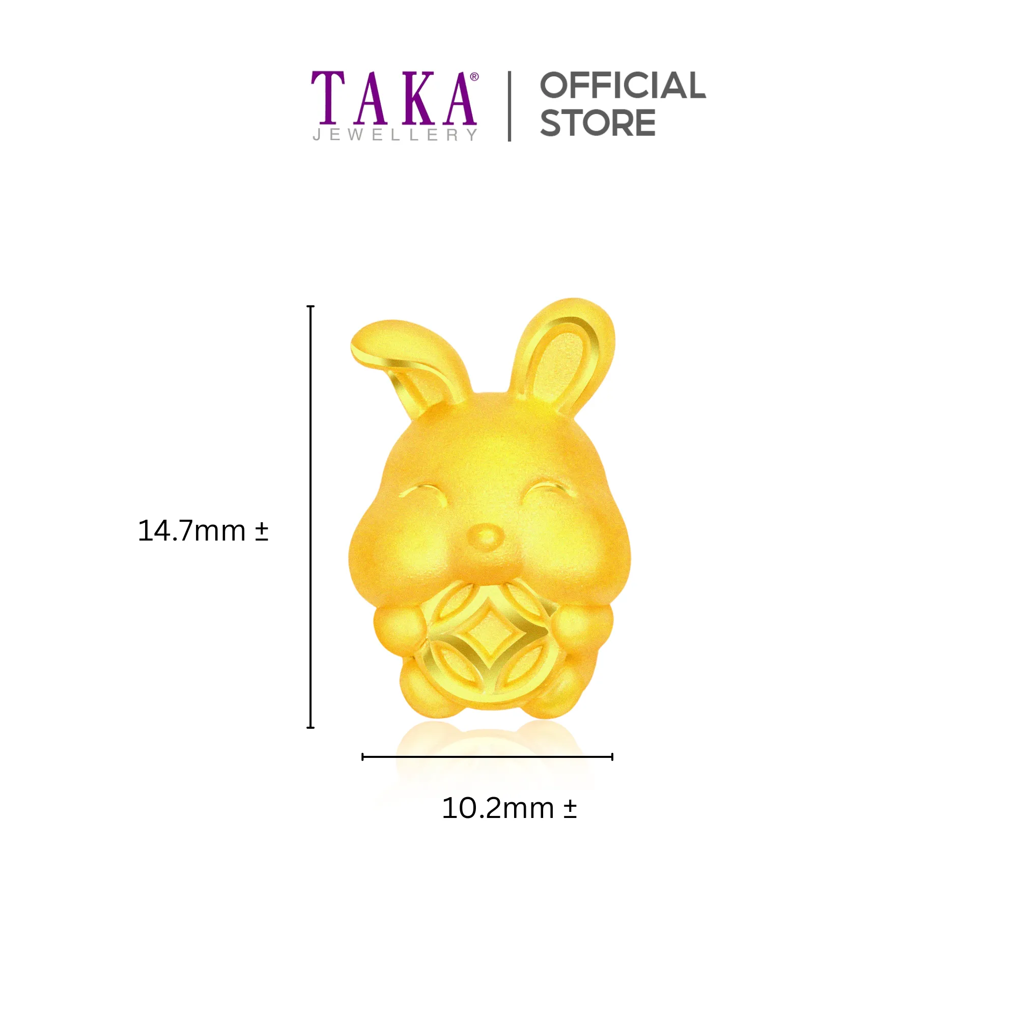 TAKA Jewellery 999 Pure Gold Charm Bunny with Coin