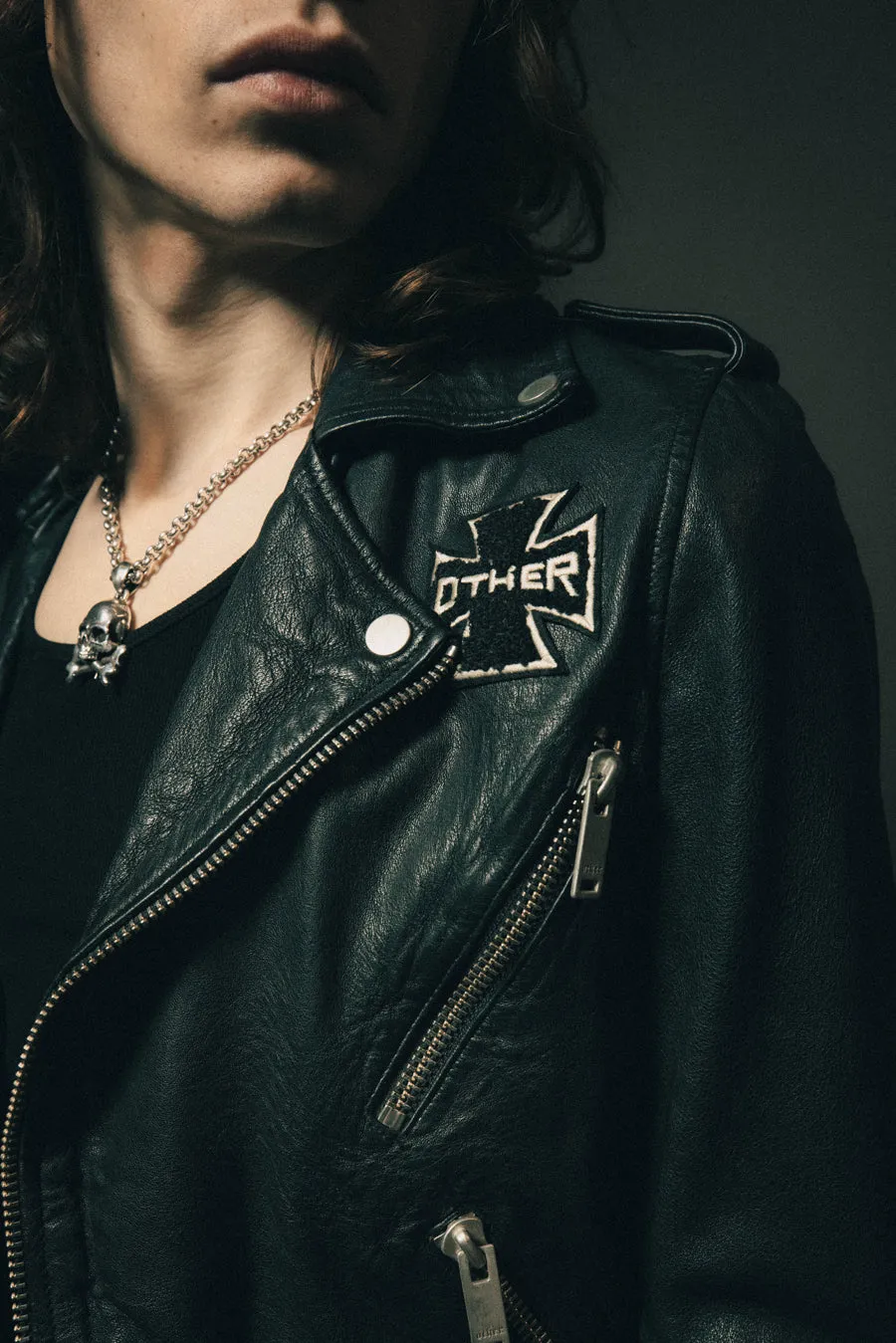 The Skull & Crossbones Patch Deuce Biker Jacket | Vintage Black