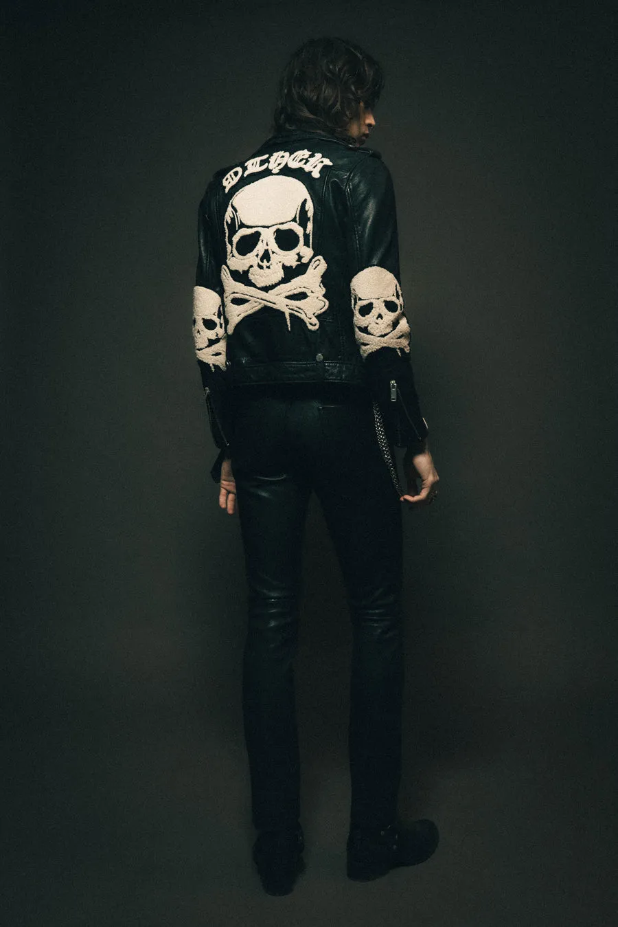 The Skull & Crossbones Patch Deuce Biker Jacket | Vintage Black