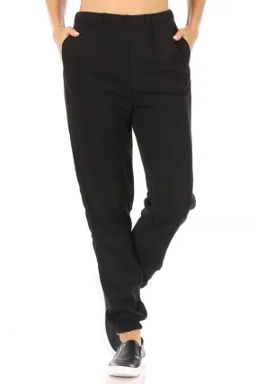 Thick Fleece Lined Sweatpants - Black