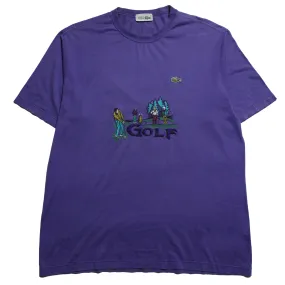 Vintage Chemise Lacoste Purple Golf Graphic T-Shirt circa 1980's