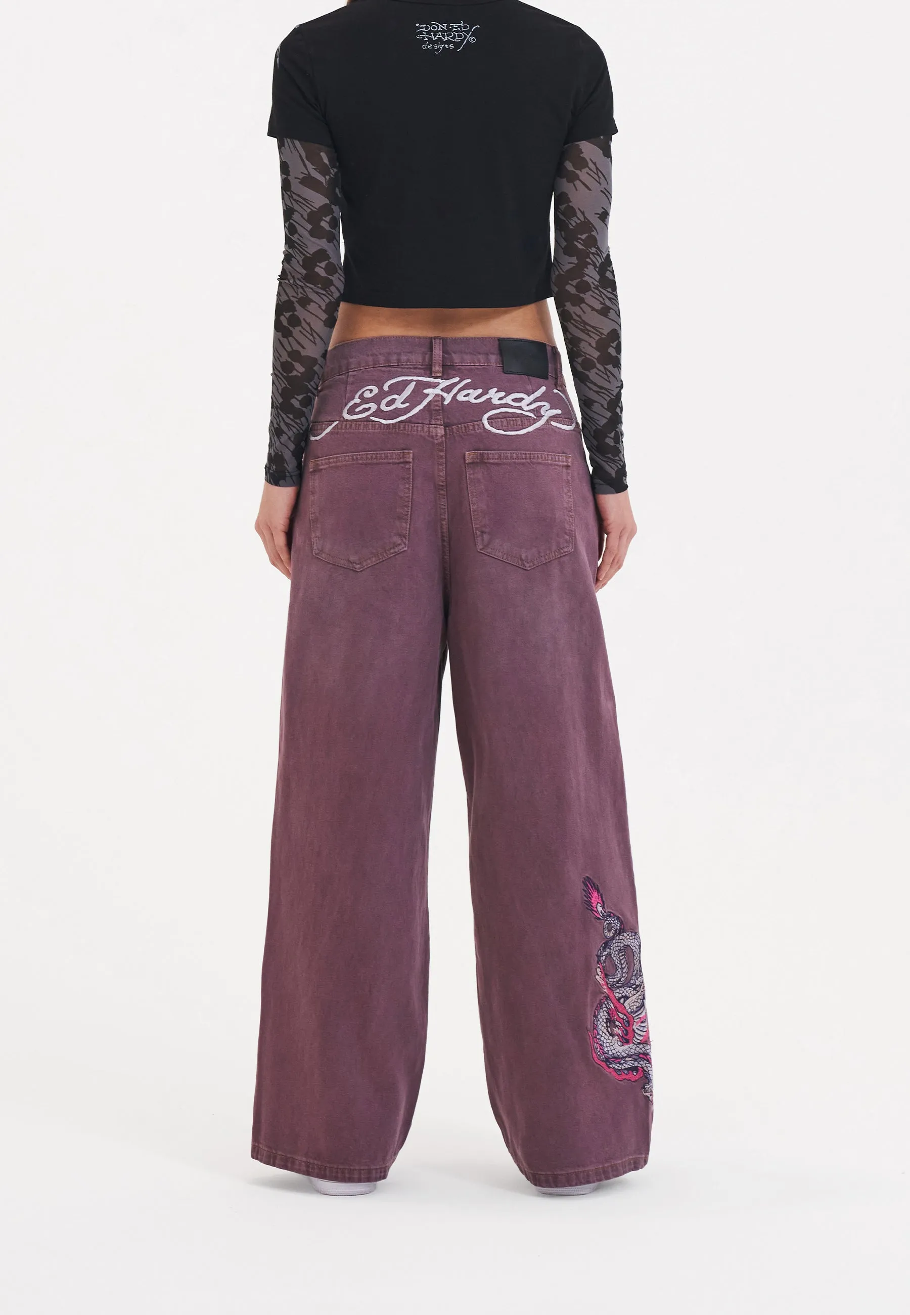 Womens Twisted Dragon Xtra Oversized Denim Trousers Jeans - Purple